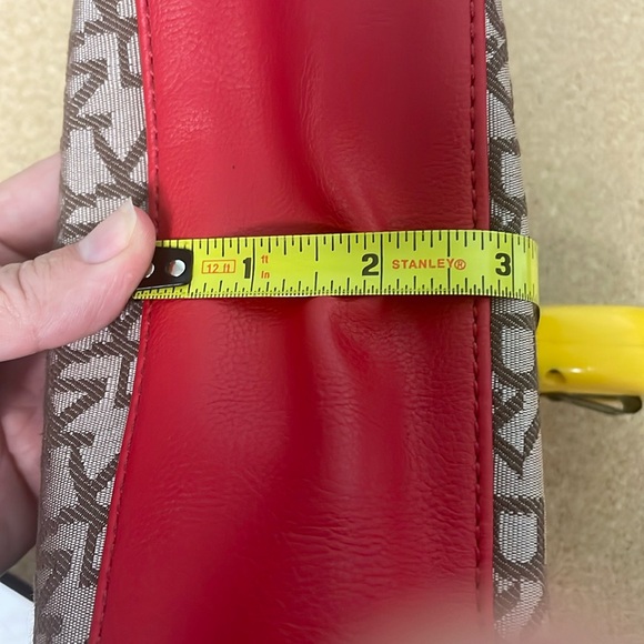 DKNY Red Beige Logo Purse Satchel Crossbody Shoulder Clutch Handbag VERSATILE - Picture 14 of 14